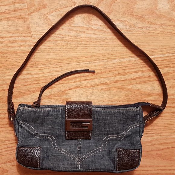GUESS Denim + Leather Purse - Picture 1 of 8